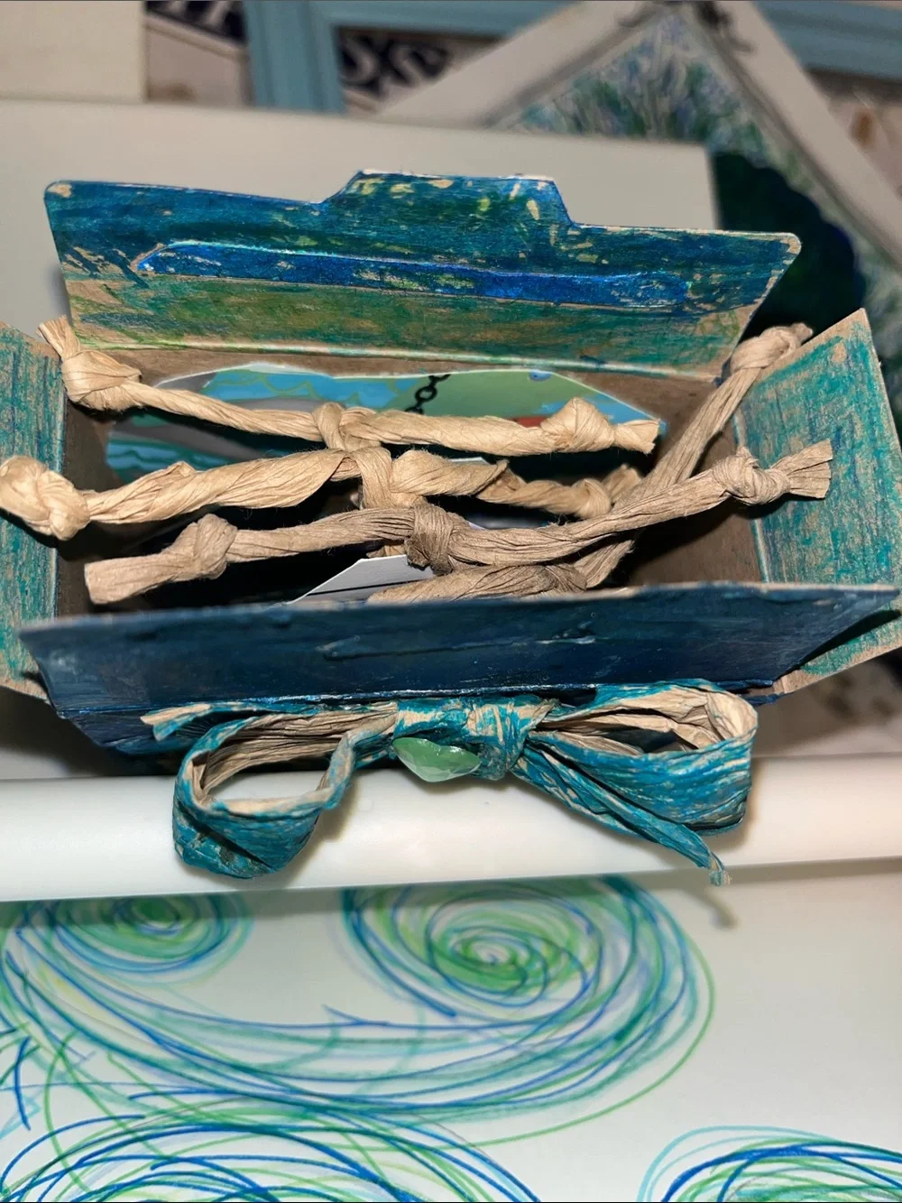 1of a kind new upcycled Handmade Mermaid ocean Mixed-Media treasure art card box